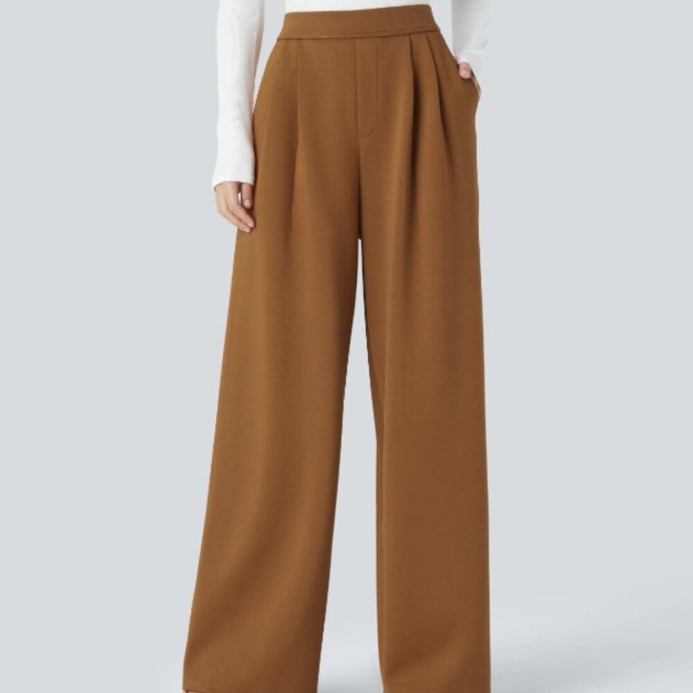 Halara High Waisted Side Pocket Wide Leg Work Pants